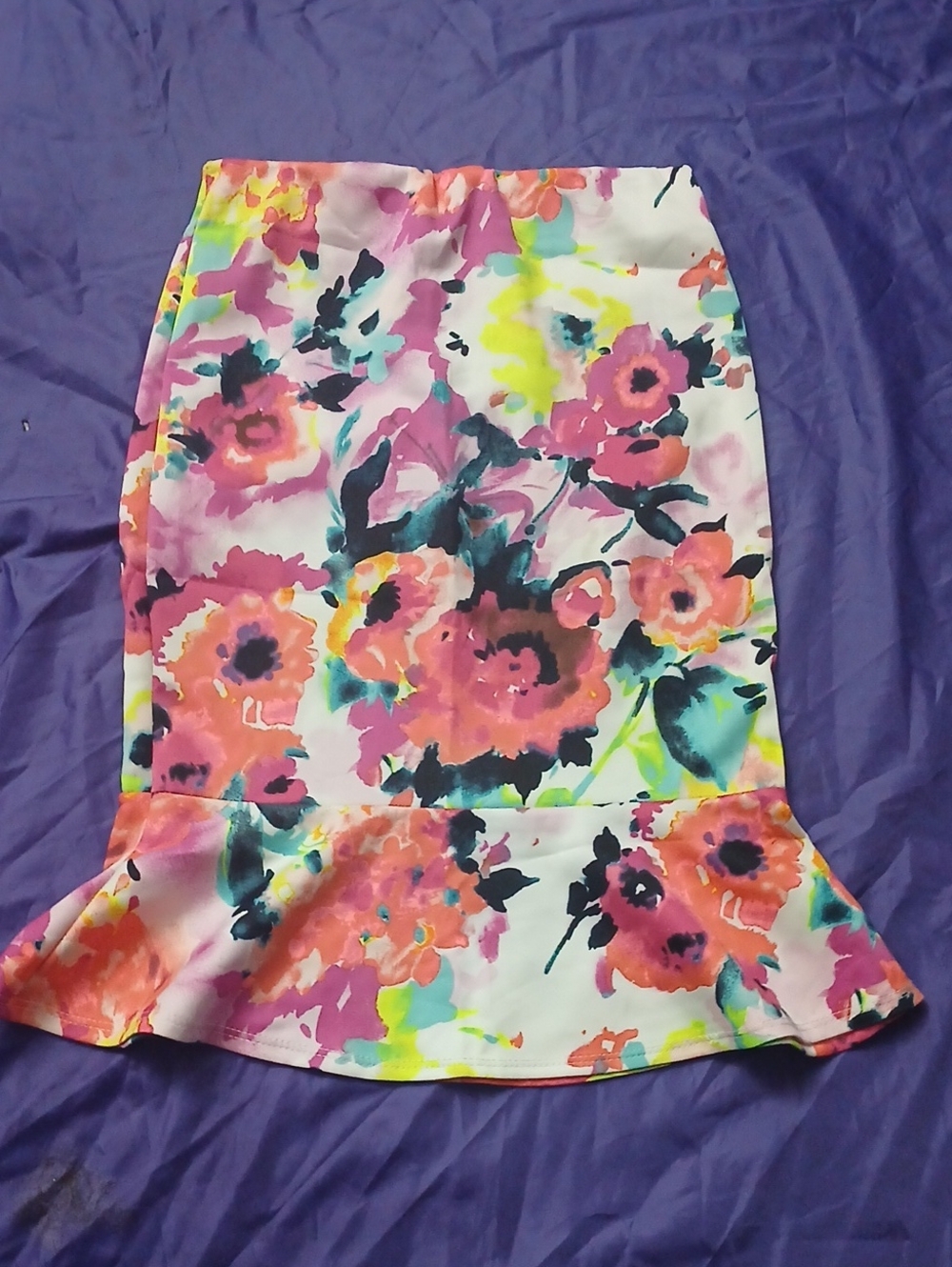 like an angel Floral Pencil Skirt in Pink, Coral, Aqua